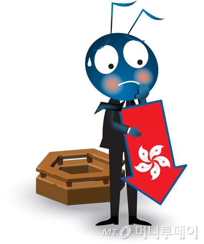 홍콩 항셍지수 하락을 형상화한 이미지